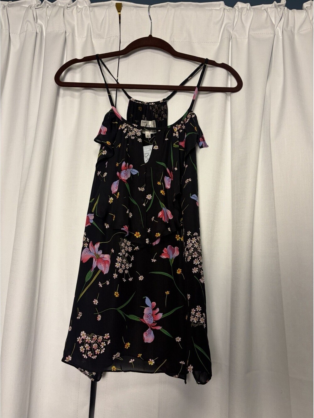 NWT Milly Silk Ruffle Racerback Tank Floral Blouse. Size 6. Retail $245